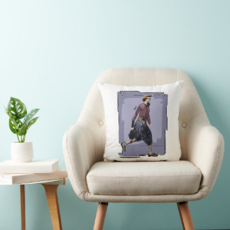 Portret van een Modieuze Vrouw die Halverwege Loop Kussen