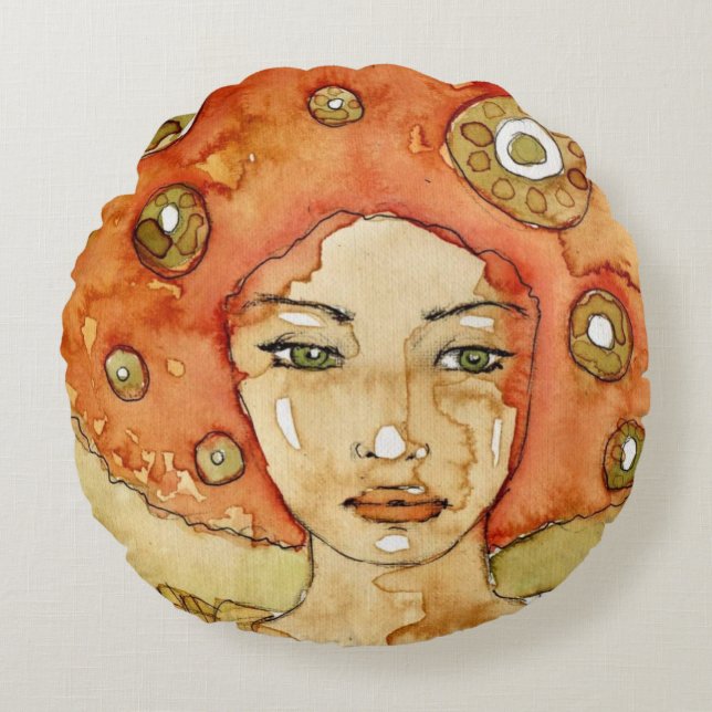 Portret van een mooi meisje rond kussen (Voorkant)