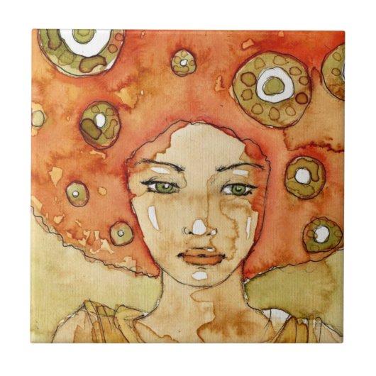 Portret van een mooi meisje tegeltje (Voorkant)