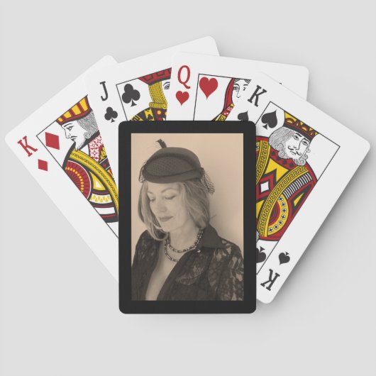 Portret van een mooie vrouw pokerkaarten (Achterkant)