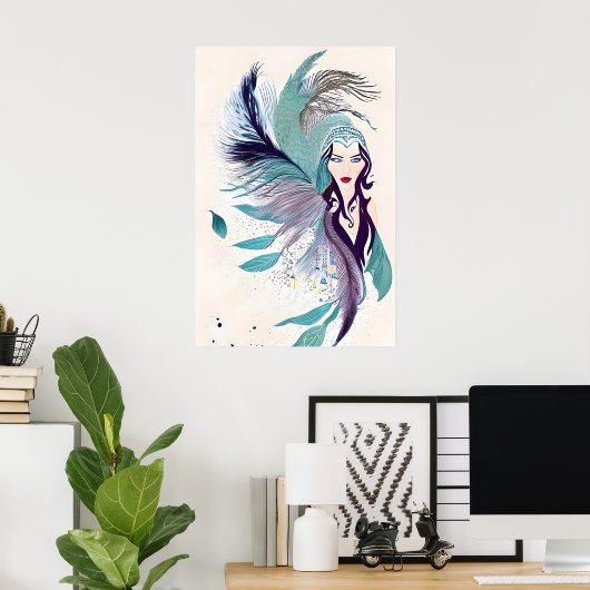 Portret van een mystieke vrouw poster (Thuiskantoor)