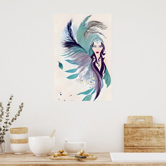 Portret van een mystieke vrouw poster (Keuken)