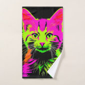 Portret van een neon kat bad handdoek (Handdoek)