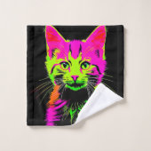 Portret van een neon kat bad handdoek (Wasdoekje)