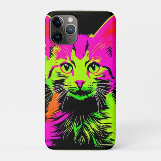 Portret van een neon kat Case-Mate iPhone case (Achterkant)