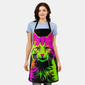 Portret van een neon kat schort (Gedragen)