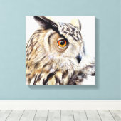 Portret van een oehoe in doos canvas print (Insitu (Houten vloer))
