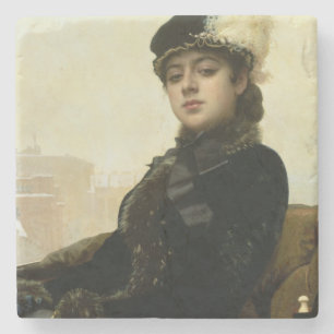 Portret van een onbekende vrouw, 1883 stenen onderzetter