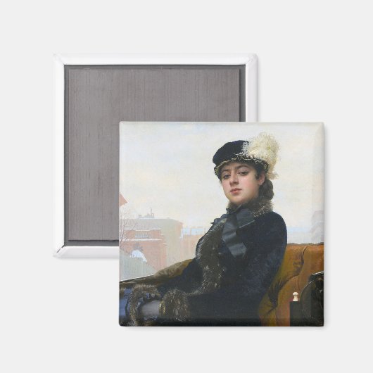 Portret van een onbekende vrouw, Ivan Kramskoi Magneet (Voorkant / Achterkant)
