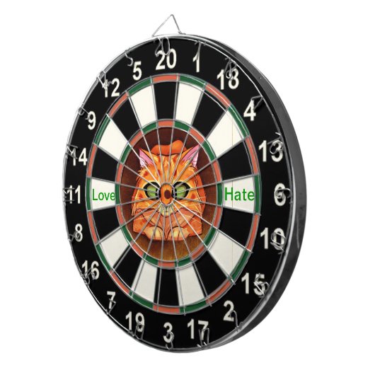 Portret van een oranje kat dartbord (Voorkant Rechts)