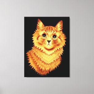 Portret van een oranje kat door Louis Wain Canvas Afdruk