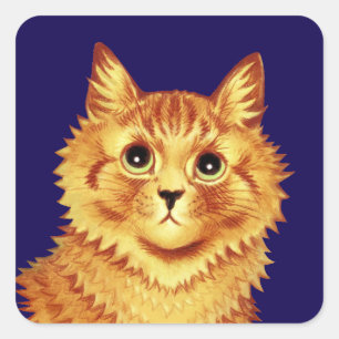 Portret van een oranje kat door Louis Wain Vierkante Sticker