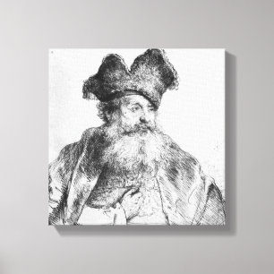 Portret van een oud man canvas afdruk