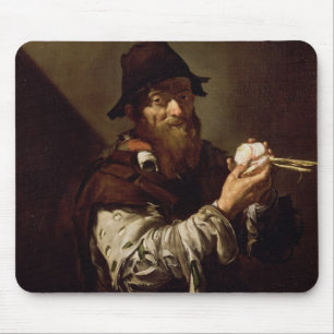 Portret van een oud Man met een uien (olie op canv Muismat
