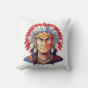 Portret van een oude inheemse Amerikaanse Chief Kussen