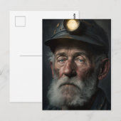 Portret van een oude kolenmijnbouwer in de 19e eeu briefkaart (Voorkant / Achterkant)