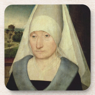 Portret van een oude vrouw (olie op het paneel) bier onderzetter
