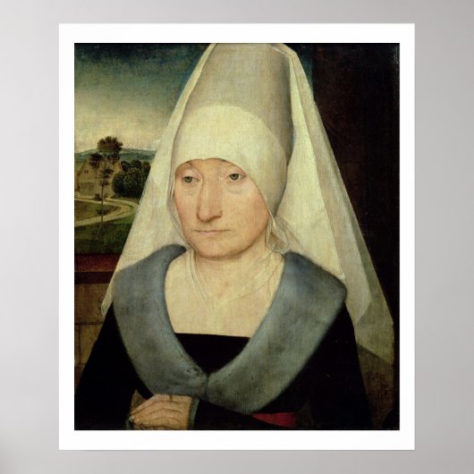 Portret van een oude vrouw (olie op het paneel) poster (Voorkant)