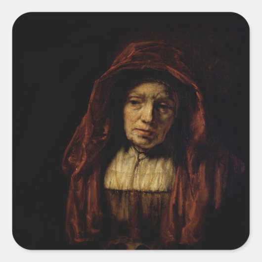 Portret van een oude vrouw vierkante sticker (Voorkant)