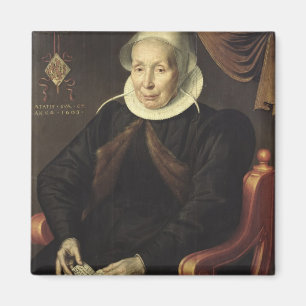 Portret van een oudere vrouw, 1603 magneet