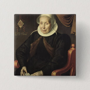 Portret van een oudere vrouw, 1603 vierkante button 5,1 cm