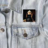Portret van een oudere vrouw vierkante button 5,1 cm (In situ)