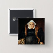 Portret van een oudere vrouw vierkante button 5,1 cm (Voorkant /achterkant)