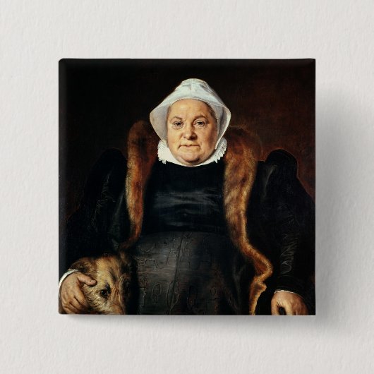 Portret van een oudere vrouw vierkante button 5,1 cm (Voorkant)