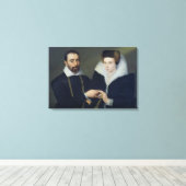 Portret van een paar canvas afdruk (Insitu (Houten vloer))