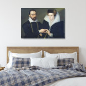 Portret van een paar canvas afdruk (Insitu (Slaapkamer))