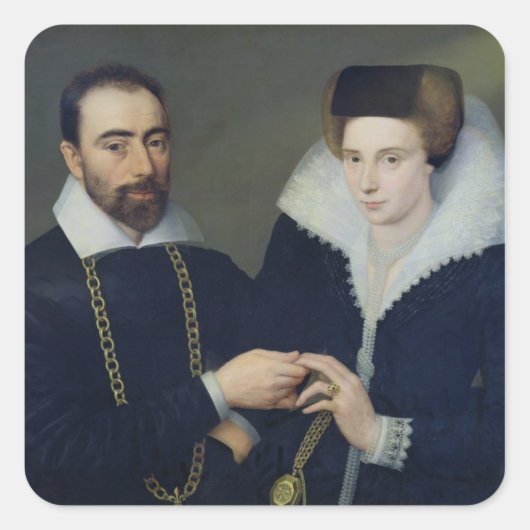 Portret van een paar vierkante sticker (Voorkant)