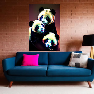 Portret van een Panda familie   AI Art Poster