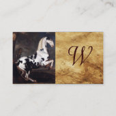 Portret van een Piebald, Parchment Monogram Visitekaartje (Achterkant)