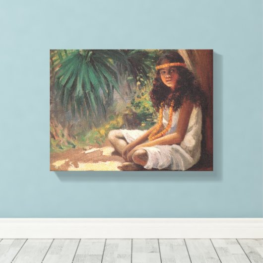 Portret van een polynesiaans meisje - Helen T. Dra Canvas Afdruk (Insitu (Houten vloer))