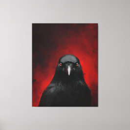 Portret van een raaf met scharlaken ogen canvas afdruk