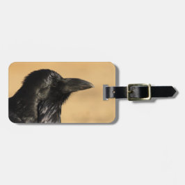 Portret van een raven bagagelabel