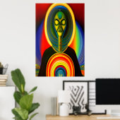 Portret van een robot alien | AI Art. Poster (Thuiskantoor)