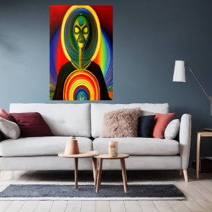 Portret van een robot alien AI Art. Poster