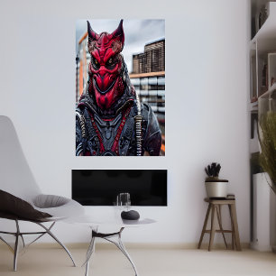 Portret van een rode enge buitenaardse AI Art Po Poster