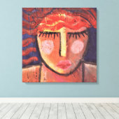 Portret van een rood hoofd Abstract acrylverf Canvas Afdruk (Insitu (Houten vloer))