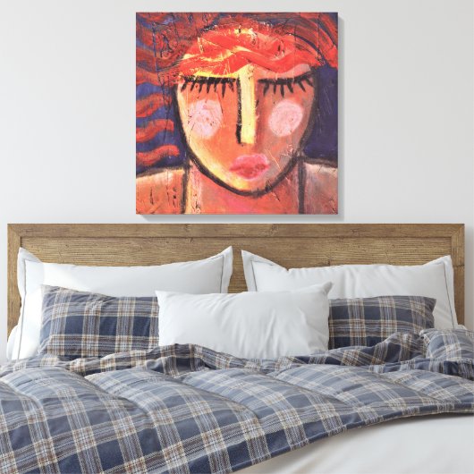 Portret van een rood hoofd Abstract acrylverf Canvas Afdruk (Insitu (Slaapkamer))