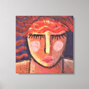 Portret van een rood hoofd Abstract acrylverf Canvas Afdruk