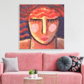 Portret van een rood hoofd Abstract acrylverf Canvas Afdruk (Insitu (Woonkamer))