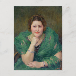 Portret van een Russische vrouw met een Groene Sca Briefkaart