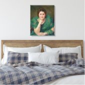 Portret van een Russische vrouw met een Groene Sca Canvas Afdruk (Insitu (Slaapkamer))