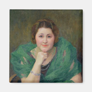 Portret van een Russische vrouw met een Groene Sca Magneet