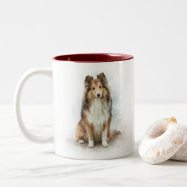 Portret van een Sable Shetland Sheepdog Tweekleurige Koffiemok