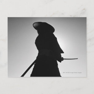 Portret van een Samurai-krijger met een zwaard Briefkaart