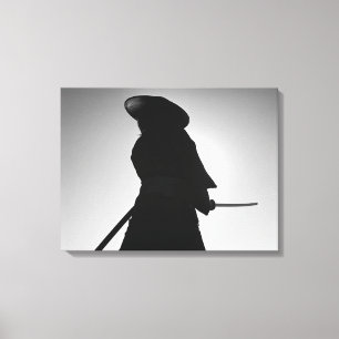 Portret van een Samurai-krijger met een zwaard Canvas Afdruk