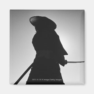 Portret van een Samurai-krijger met een zwaard Magneet